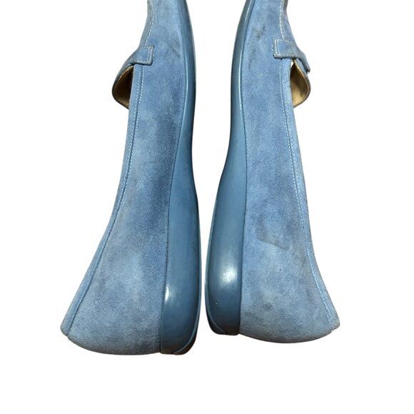 Blue Suede Loafers Quiet Luxury Minimal Chic Slip-On Comfort Old Money Luxe 7.5‎ - Picture 6 of 10
